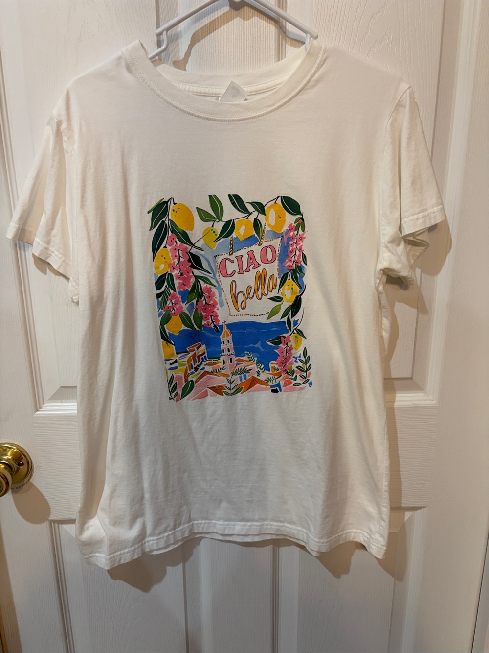 Ciao Bella Graphic Tee - White Women's Short Sleeve Top